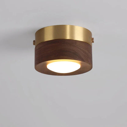 LED Ceiling Light in Walnut Wood with Spotlight | Novalum