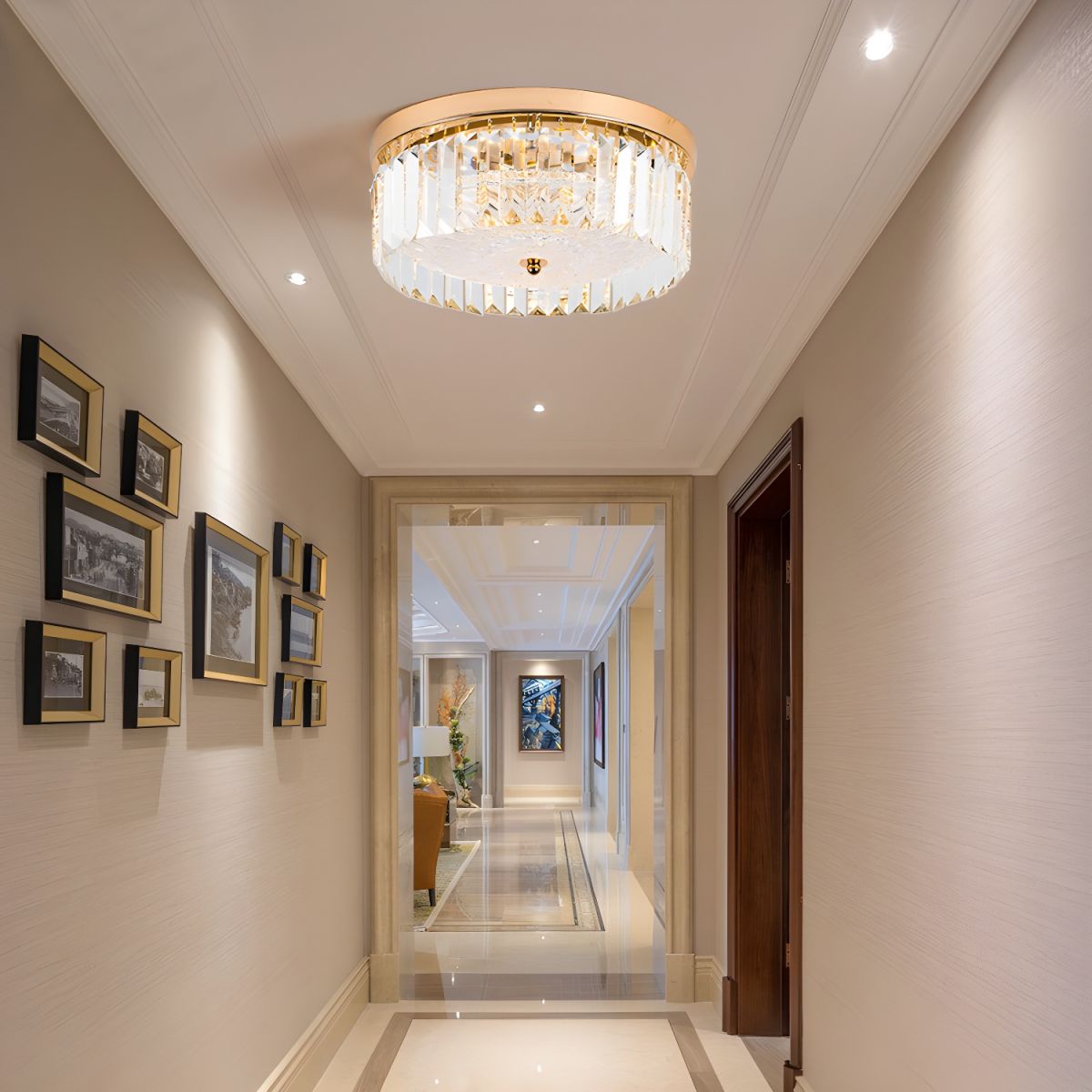LED Flush Mount Crystal Drum Ceiling Light Modern | Evora