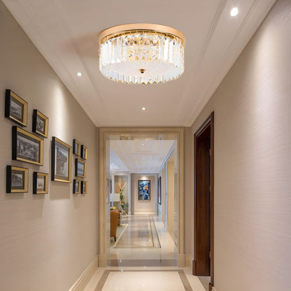 LED Flush Mount Crystal Drum Ceiling Light Modern | Evora