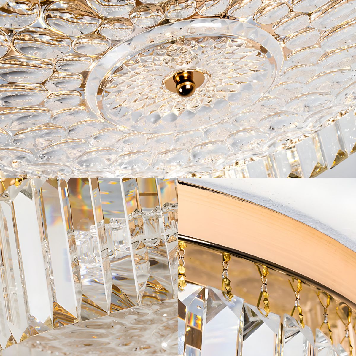 LED Flush Mount Crystal Drum Ceiling Light Modern | Evora