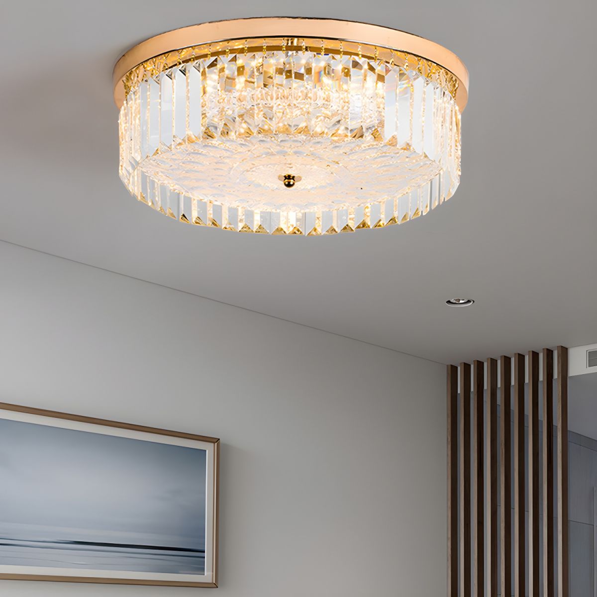 LED Flush Mount Crystal Drum Ceiling Light Modern | Evora