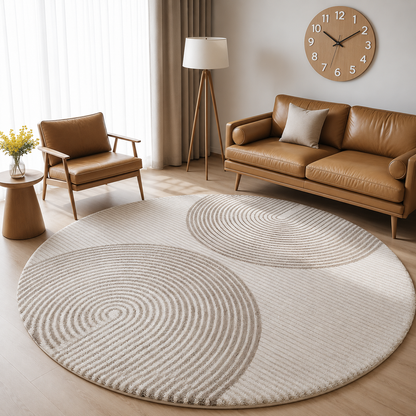 Lambswool Round Area Rug Nordic Circular Pattern Style | Doliven