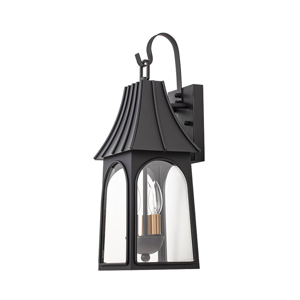 Lantern Glass Outdoor Wall Sconce Matte Black | Orvessa