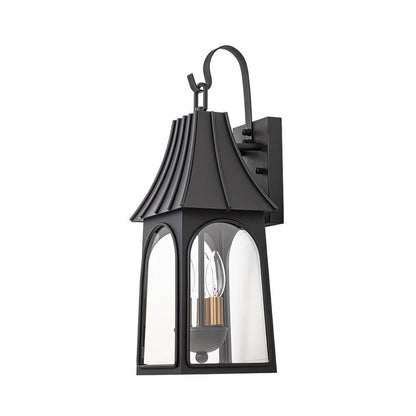 Lantern Glass Outdoor Wall Sconce Matte Black | Orvessa
