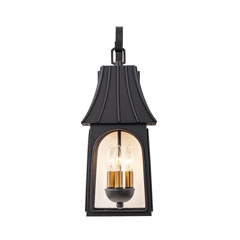 Lantern Glass Outdoor Wall Sconce Matte Black | Orvessa