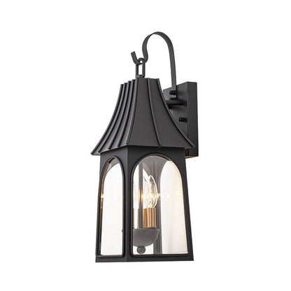 Lantern Glass Outdoor Wall Sconce Matte Black | Orvessa