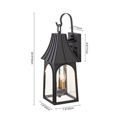 Lantern Glass Outdoor Wall Sconce Matte Black | Orvessa