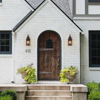 Lantern Glass Outdoor Wall Sconce Matte Black | Orvessa