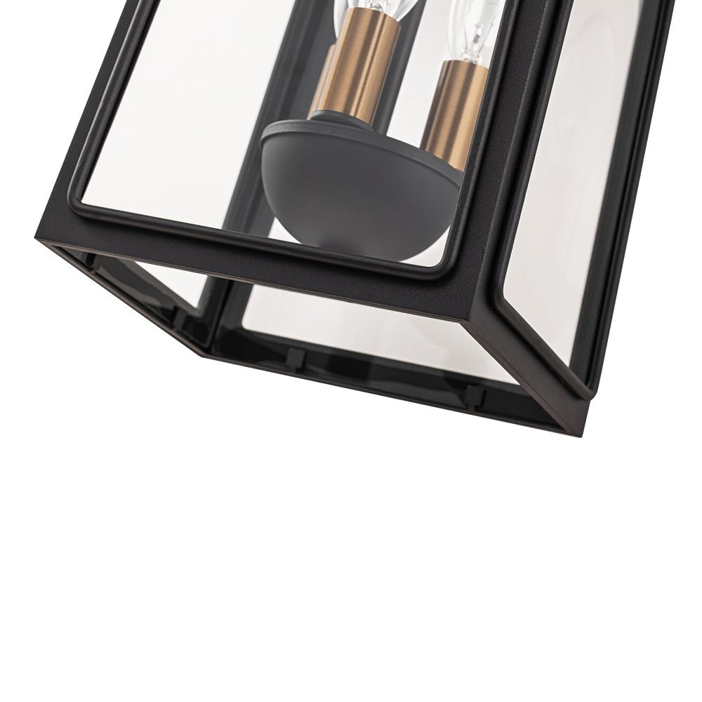Lantern Glass Outdoor Wall Sconce Matte Black | Orvessa