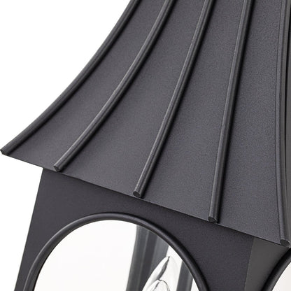 Lantern Glass Outdoor Wall Sconce Matte Black | Orvessa