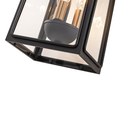 Lantern Glass Outdoor Wall Sconce Matte Black | Orvessa
