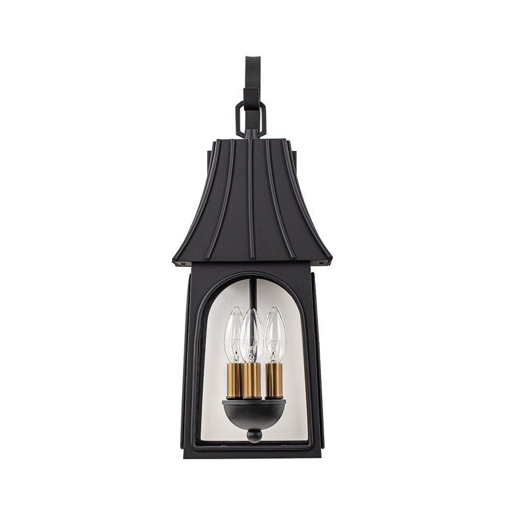 Lantern Glass Outdoor Wall Sconce Matte Black | Orvessa