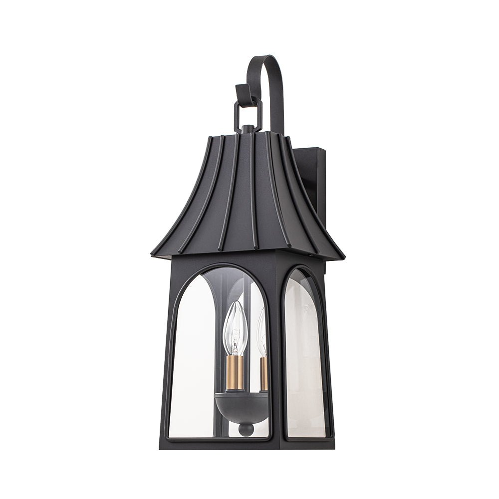 Lantern Glass Outdoor Wall Sconce Matte Black | Orvessa