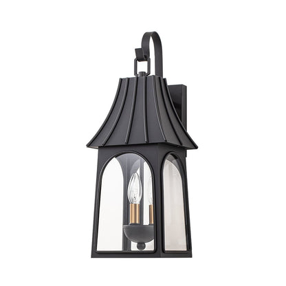 Lantern Glass Outdoor Wall Sconce Matte Black | Orvessa