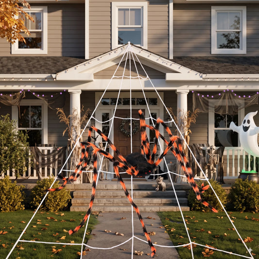 Large Outdoor Halloween Spider Decoration with Giant Spider Web