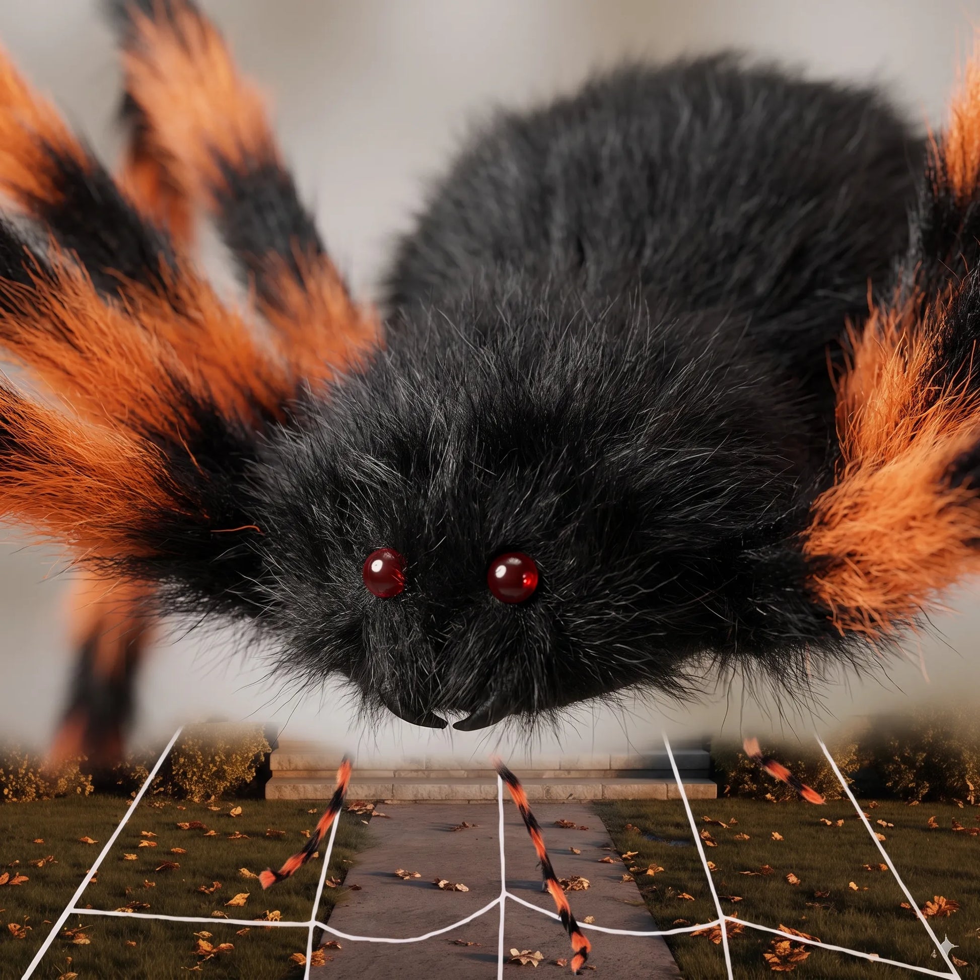 Large Outdoor Halloween Spider Decoration with Giant Spider Web