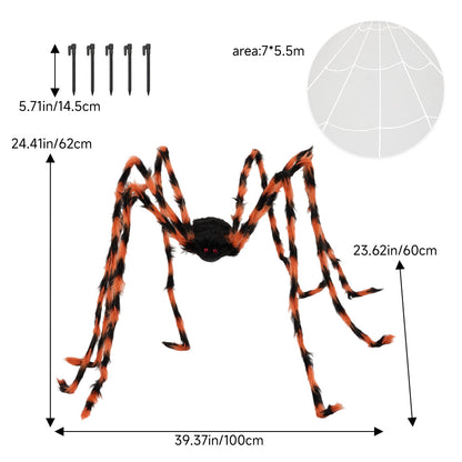 Large Outdoor Halloween Spider Decoration with Giant Spider Web