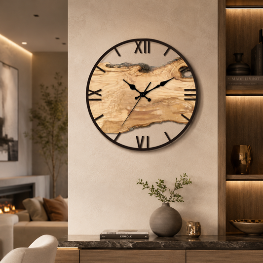 Large Silent Minimalist Black Decorative Wall Clock | Horlume