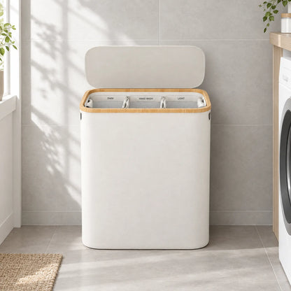 Large Three Section Laundry Hamper