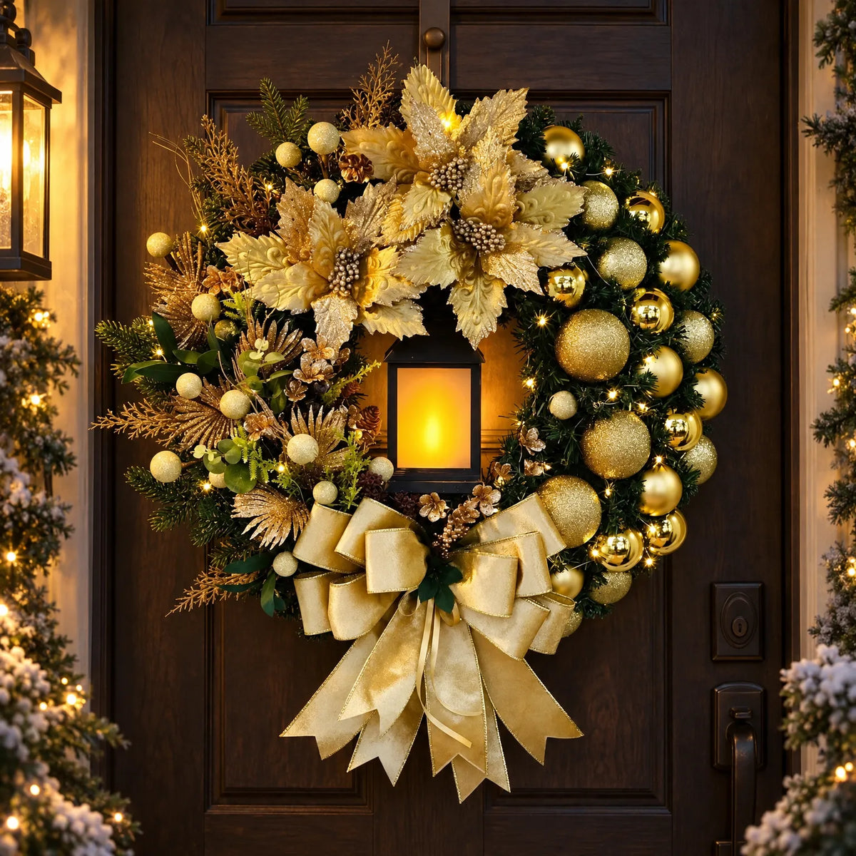 Lighted Decorative Lantern Christmas Wreath