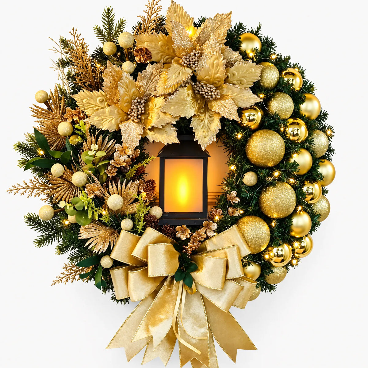 Lighted Decorative Lantern Christmas Wreath