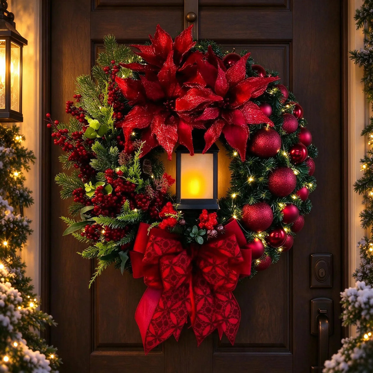 Lighted Decorative Lantern Christmas Wreath