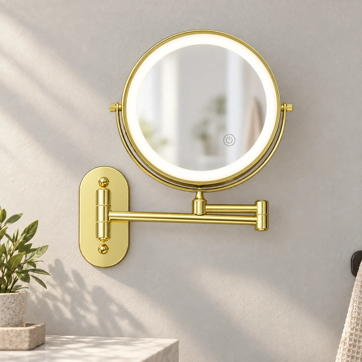 Lighted Vanity Mirror with Adjustable Wall Mount