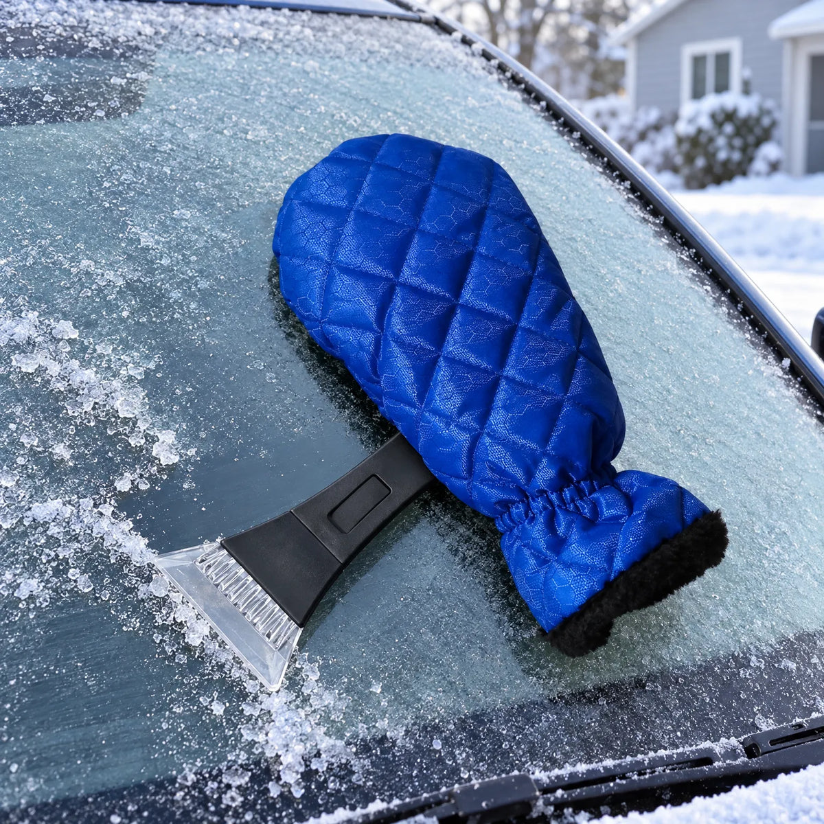 Lined Ice Scraper Mitt Tool