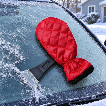 Lined Ice Scraper Mitt Tool