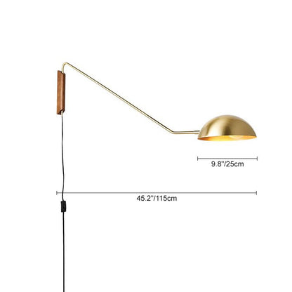 Long Arm Twist Wall Light Plug In Brass Finish | Mirevo