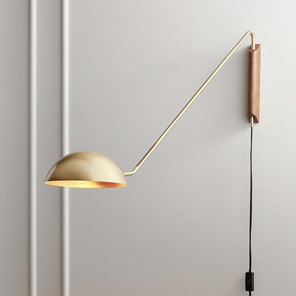 Long Arm Twist Wall Light Plug In Brass Finish | Mirevo