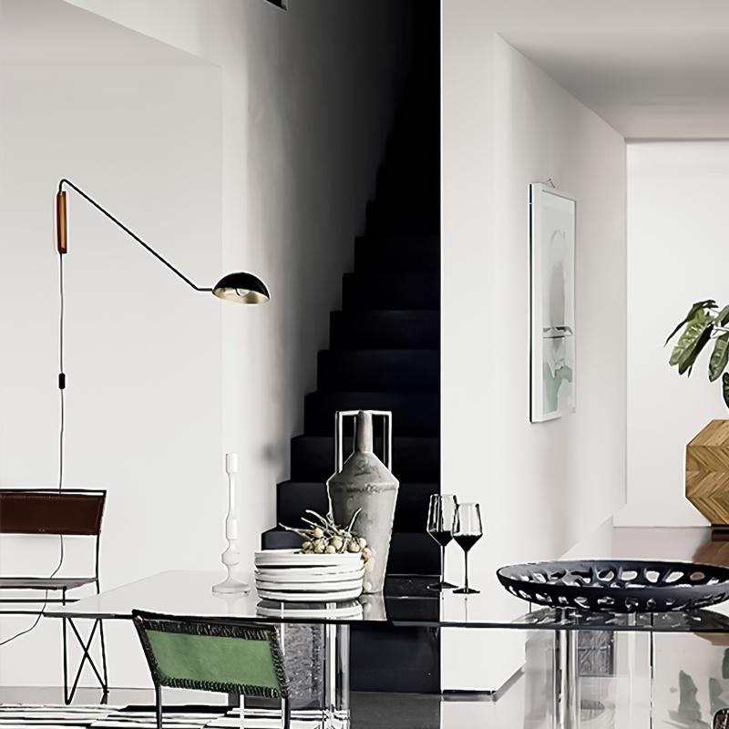 Long Arm Twist Wall Light Plug In Brass Finish | Mirevo