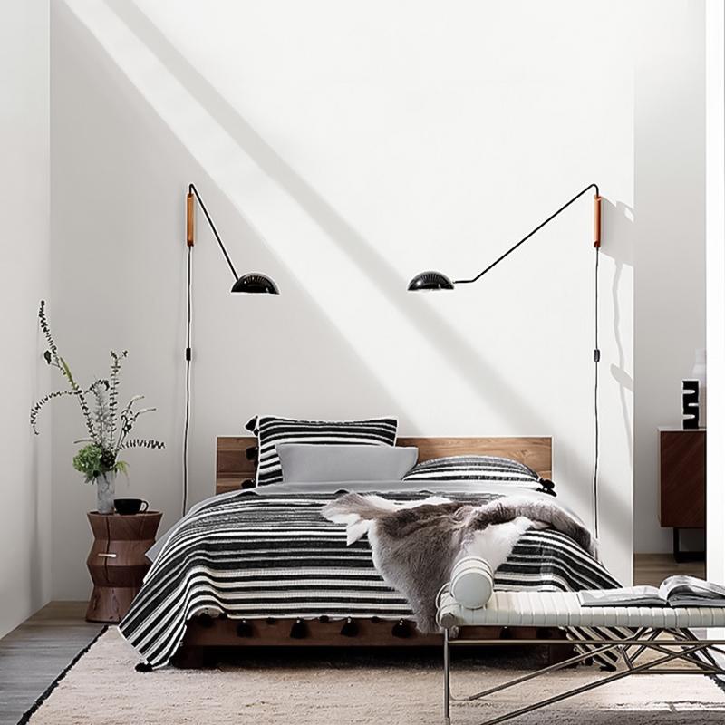 Long Arm Twist Wall Light Plug In Brass Finish | Mirevo