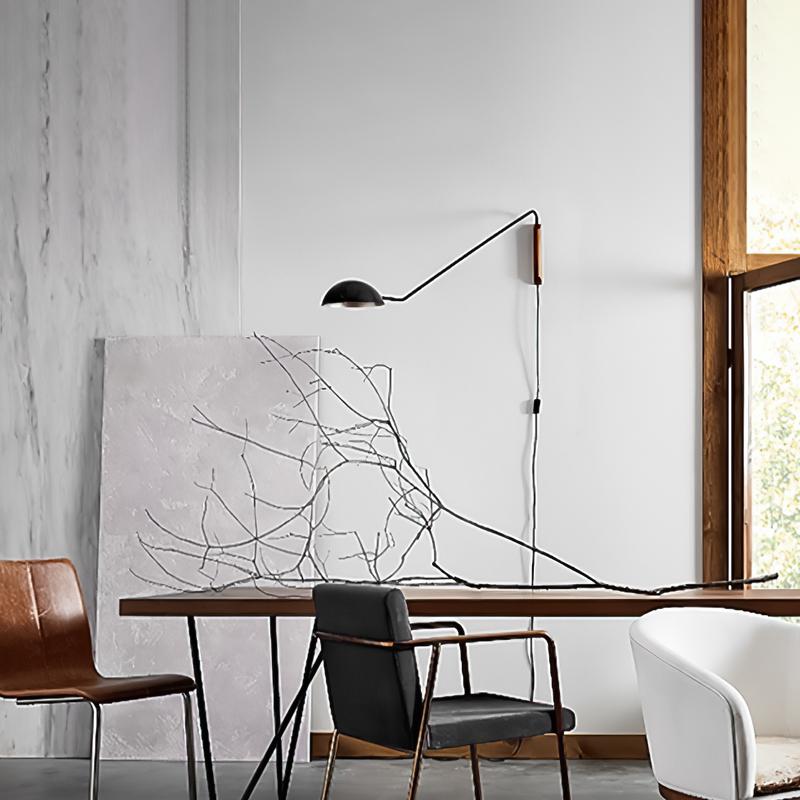 Long Arm Twist Wall Light Plug In Brass Finish | Mirevo