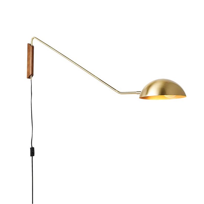 Long Arm Twist Wall Light Plug In Brass Finish | Mirevo