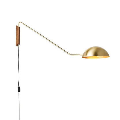 Long Arm Twist Wall Light Plug In Brass Finish | Mirevo