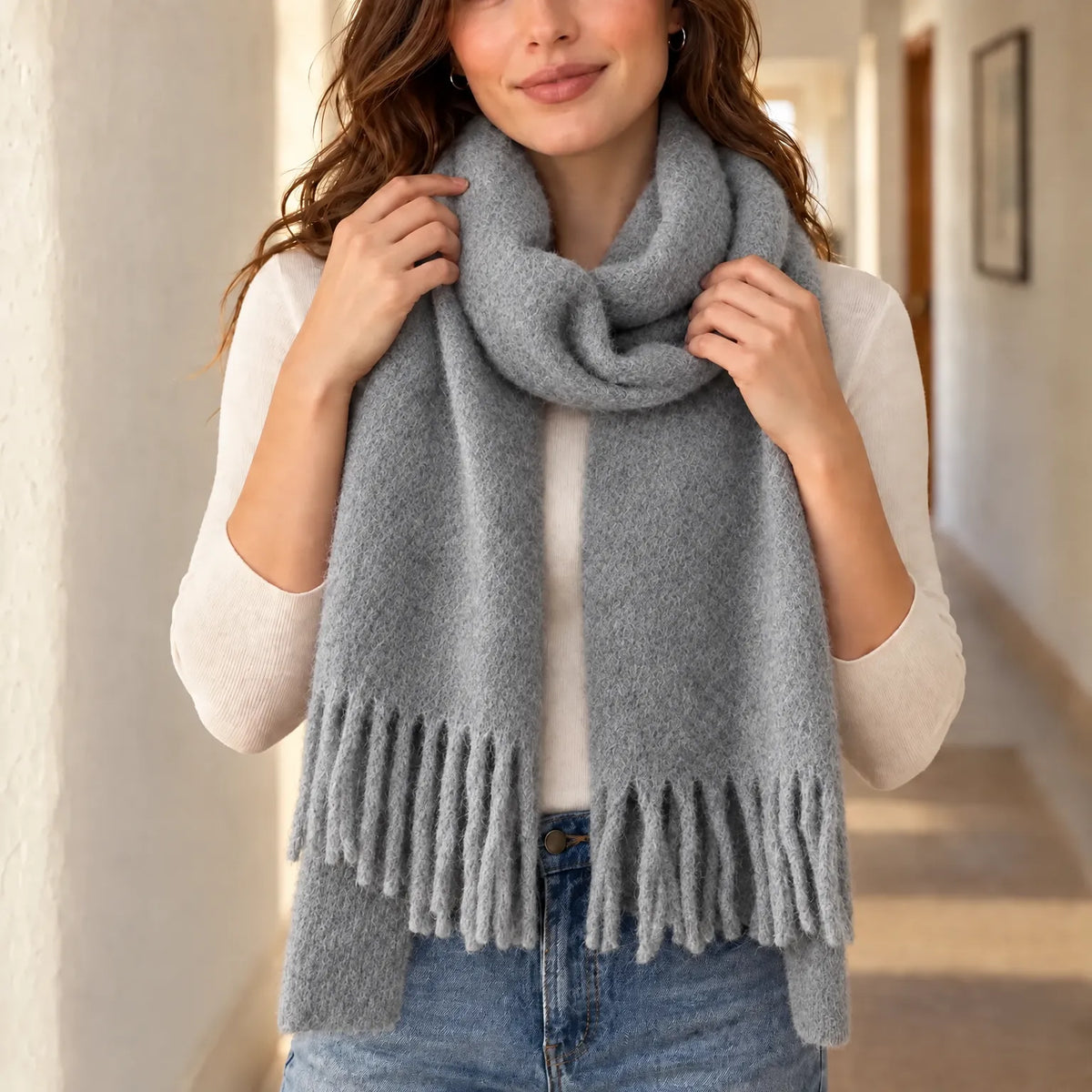 Long Winter Scarf With Tassels