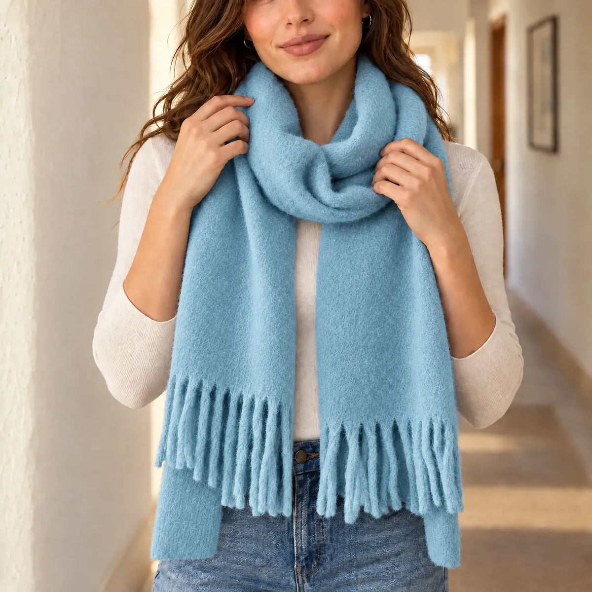Long Winter Scarf With Tassels