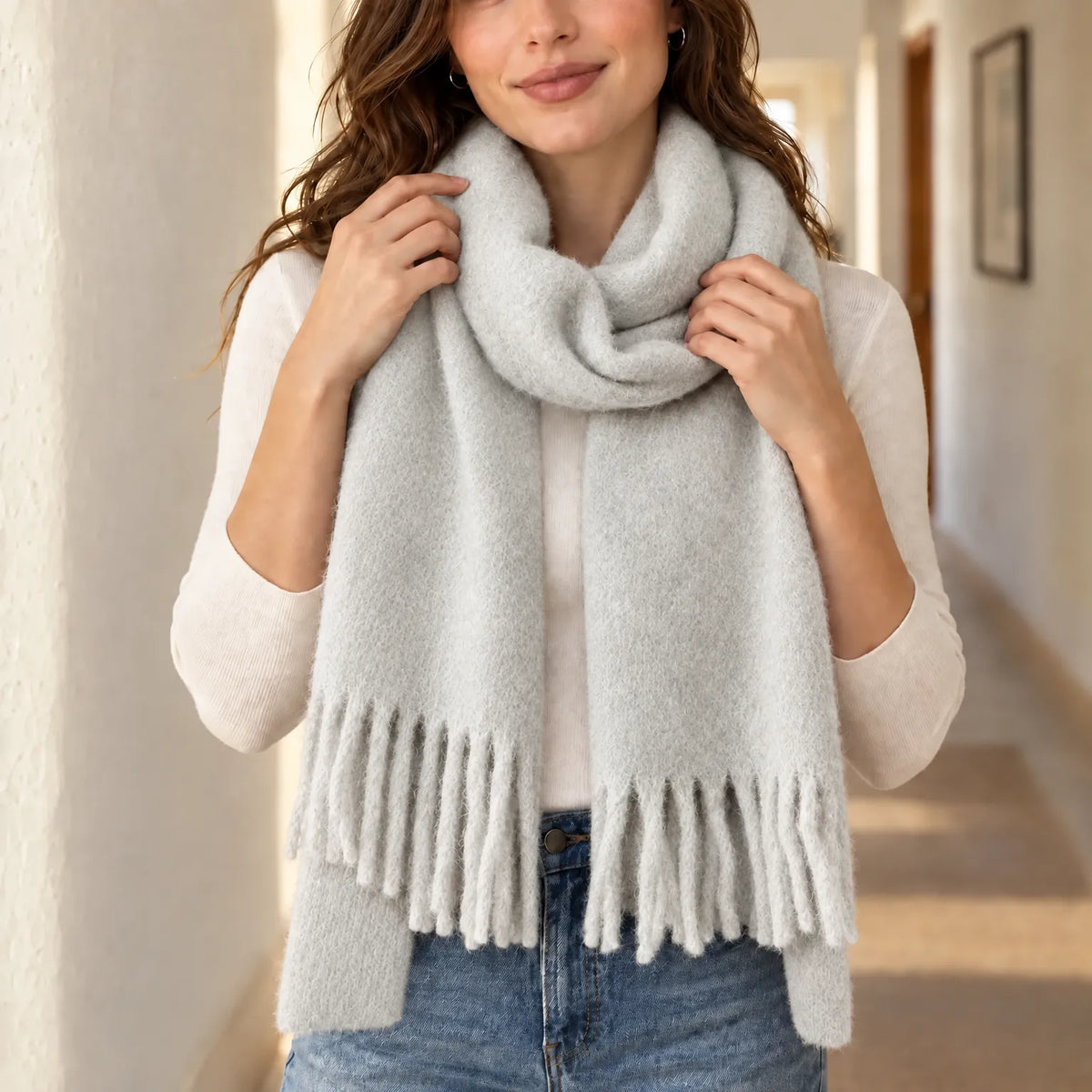 Long Winter Scarf With Tassels