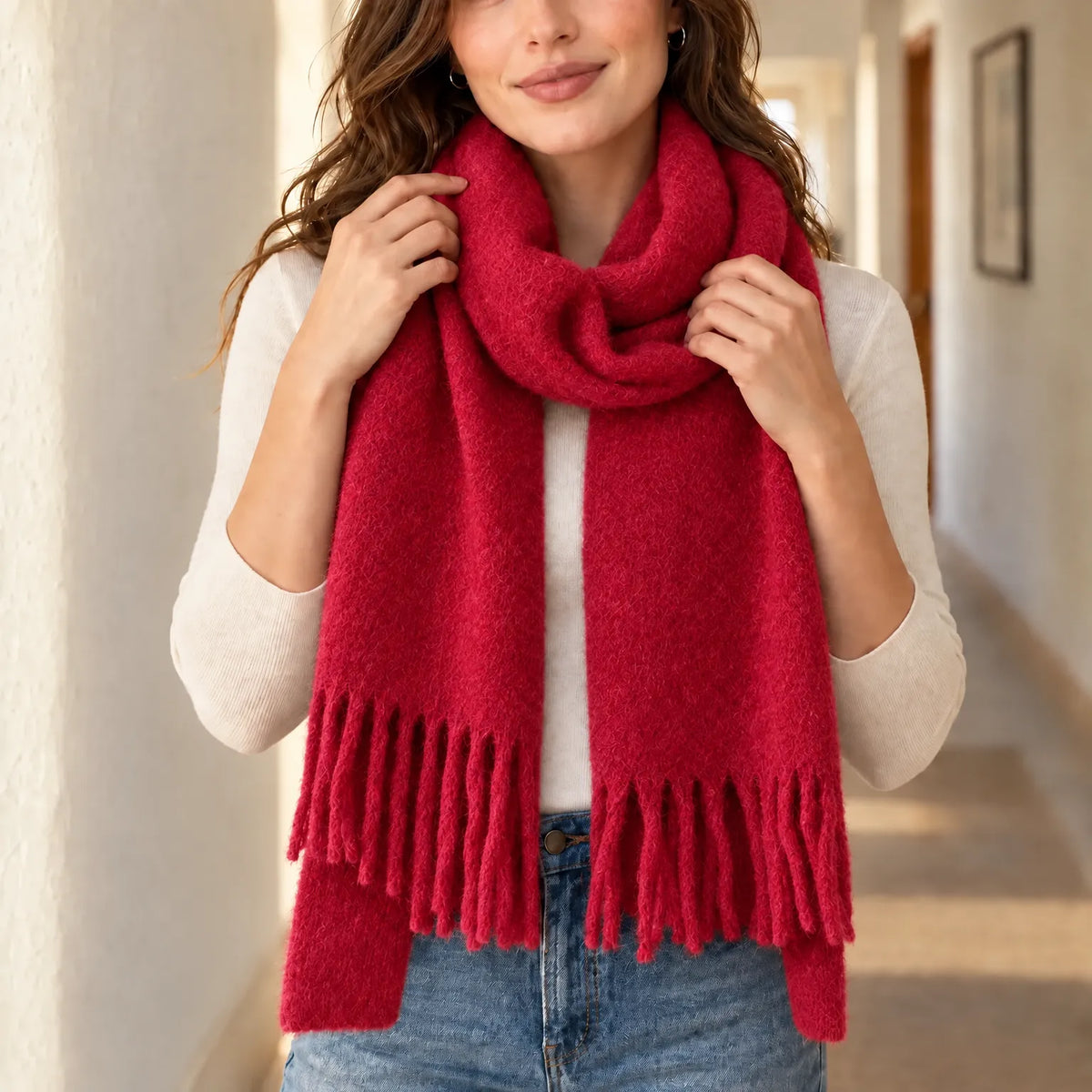 Long Winter Scarf With Tassels