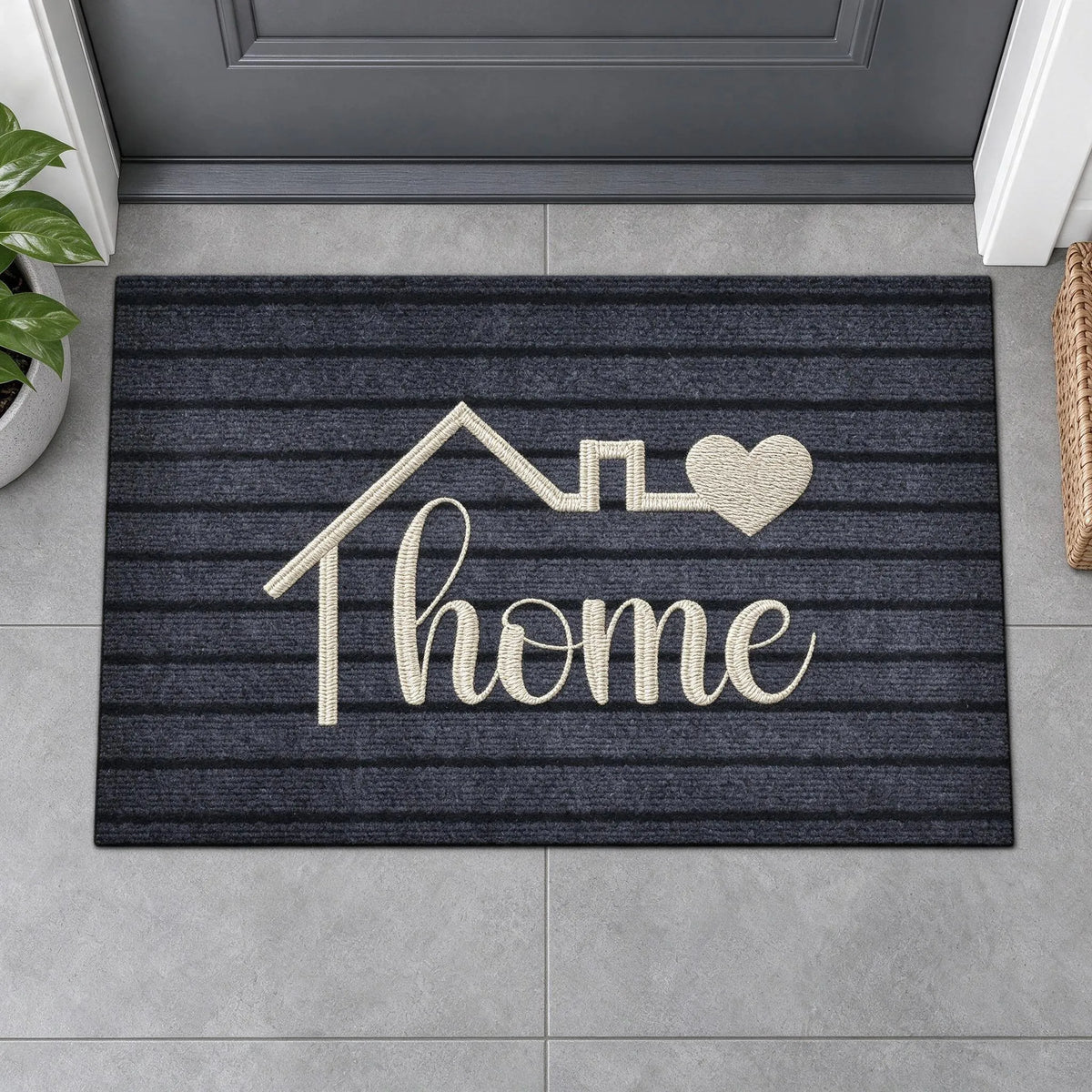 Low Profile Striped Entryway Floor Mat