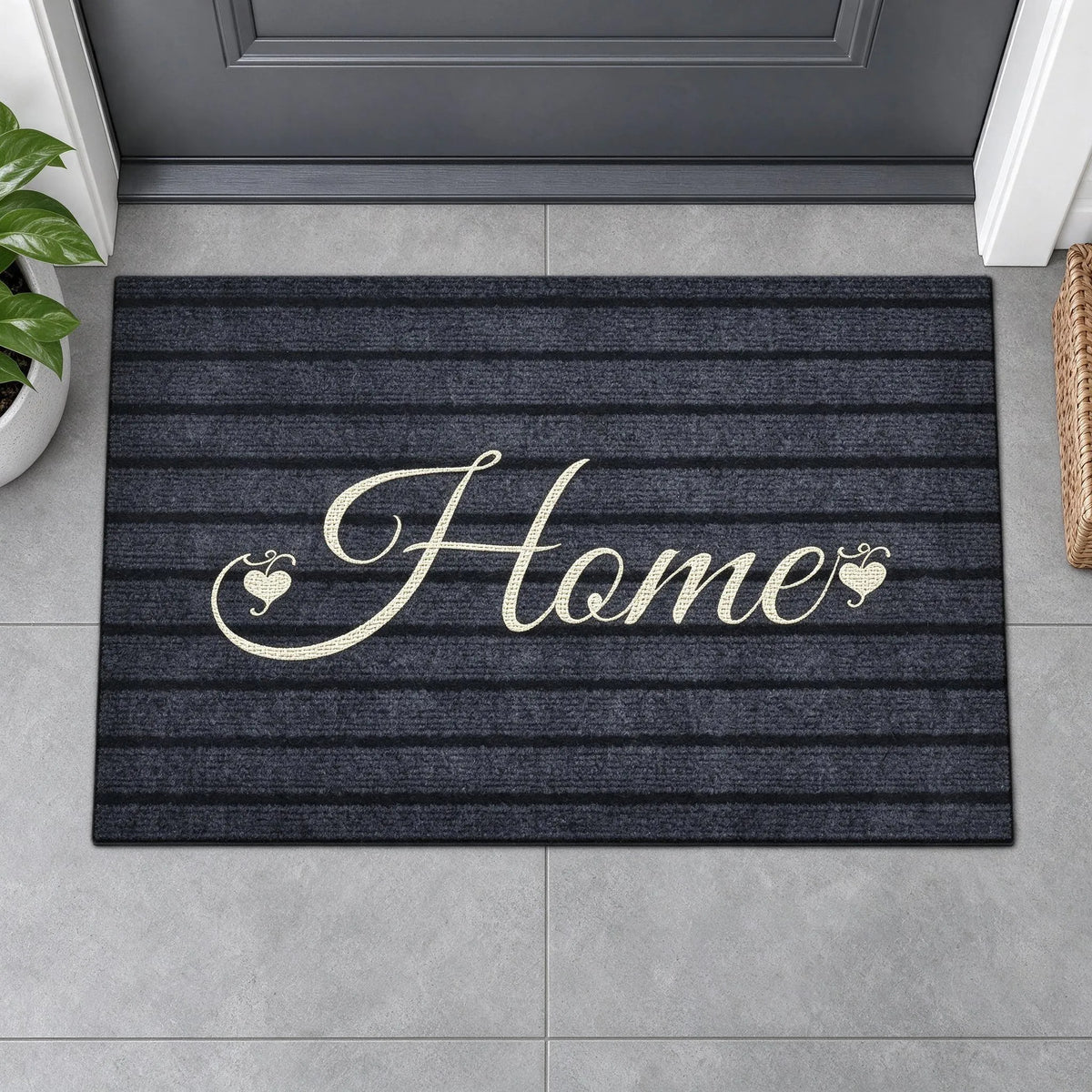 Low Profile Striped Entryway Floor Mat