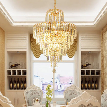 Luxury Five Layer Tassel Crystal Chandelier Gold | Viresta