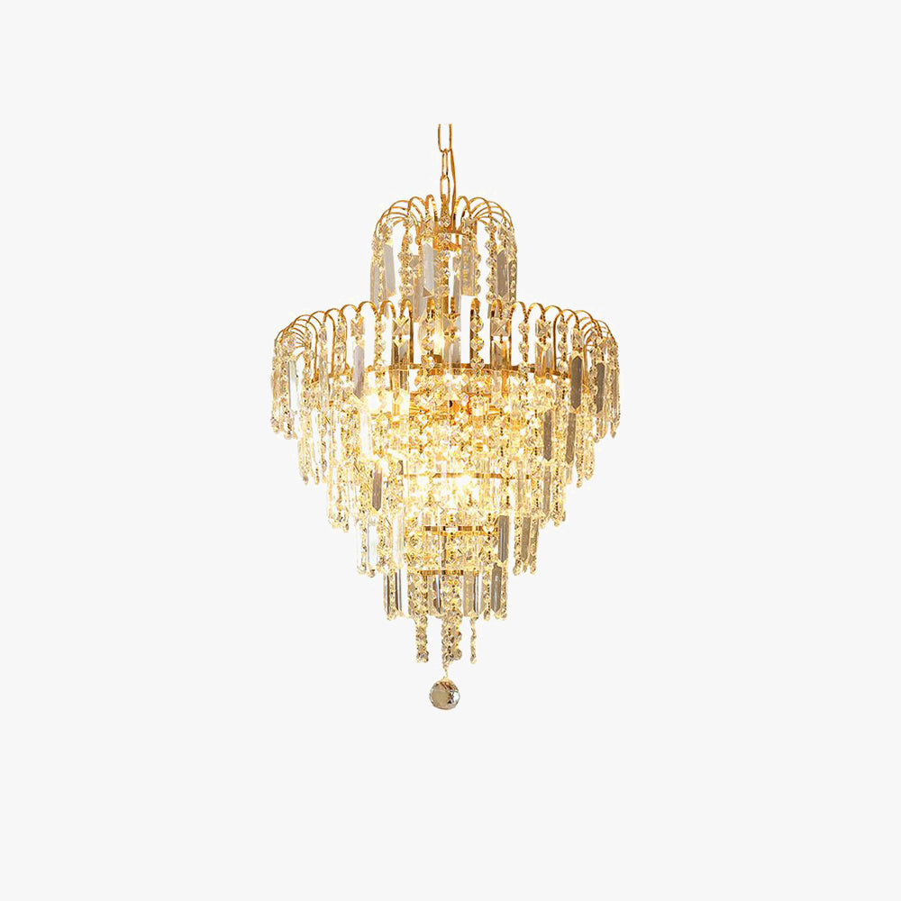 Luxury Five Layer Tassel Crystal Chandelier Gold | Viresta