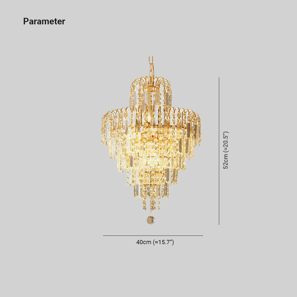 Luxury Five Layer Tassel Crystal Chandelier Gold | Viresta