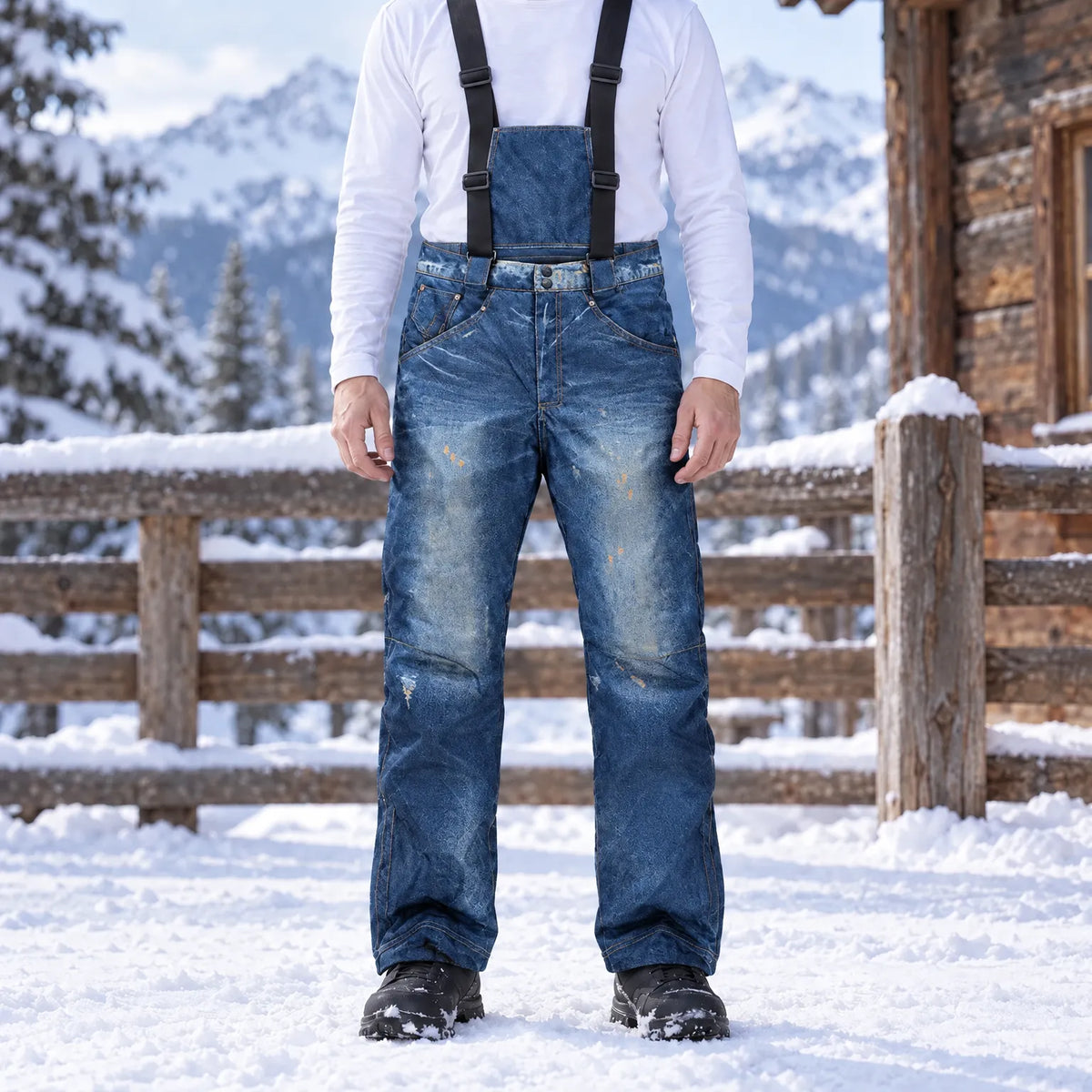 Men's Faux Denim Ski Pants