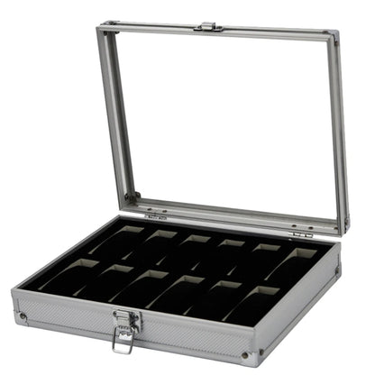 Metal Watch Box with Clear Lid and Individual Compartments