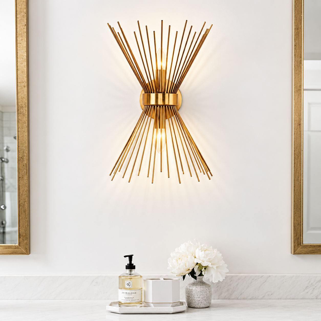 Mid Century Starburst Sconce Light E14 Two Light | Renvica