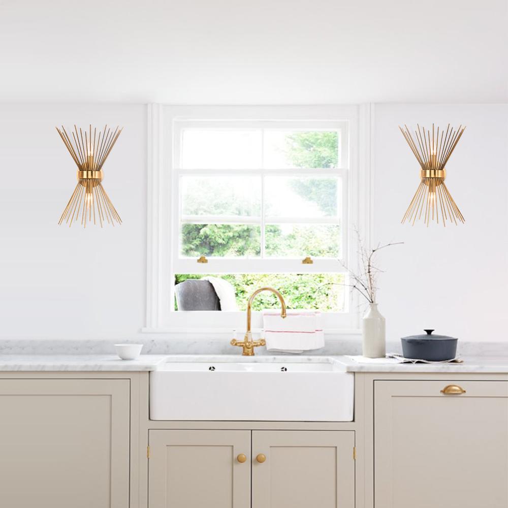 Mid Century Starburst Sconce Light E14 Two Light | Renvica