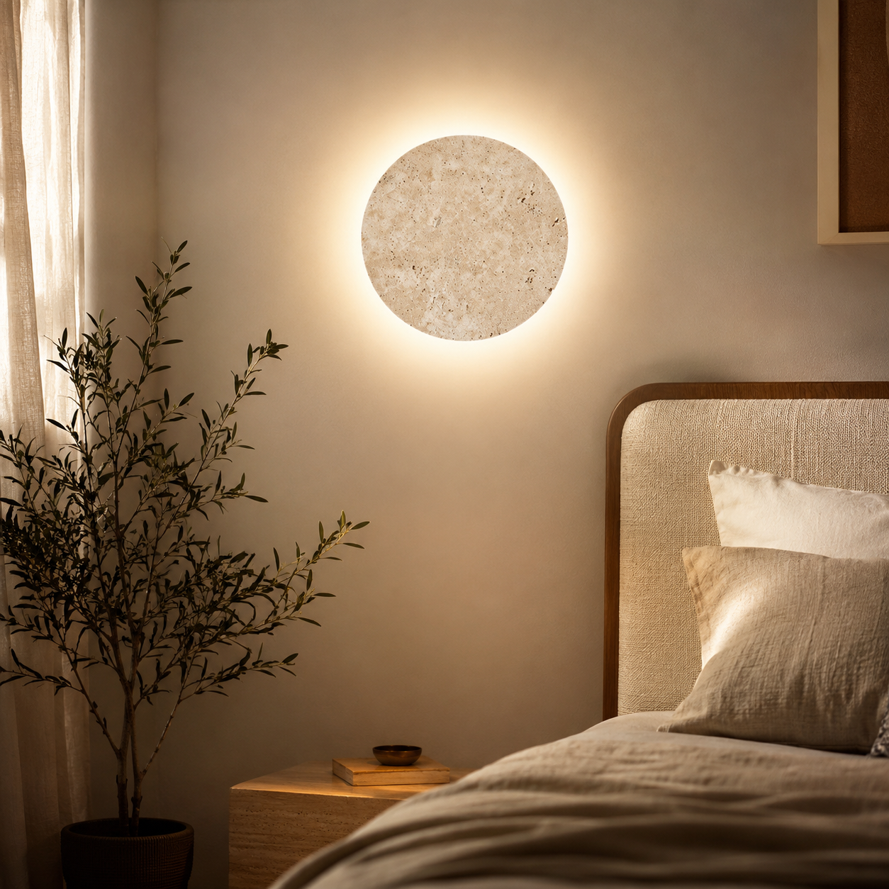 Minimal Travertine Glow Wall Light Modern Design | Stonera